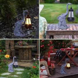 ONXE Gifts for Mum,Solar Outdoor Garden Elephant Decor Lights,Garden Accessories,Birthday Gifts for Mom, Women, Housewarming Gifts Outdoor Decor for Yard, Patio, Balcony (Elephant)