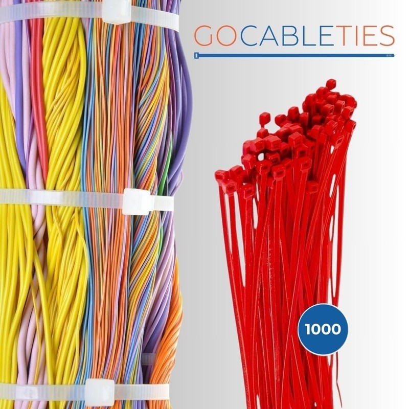 Gocableties Cable Ties 1000 Pieces Red 100mm x 2.5mm with