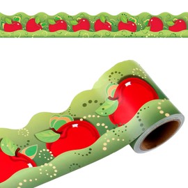​Quera Apples Scalloped Bulletin Board Stickers Borders Fruit Die-Cut Border Trim Classroom Wall Decor Paper Cutouts Back-to-School, First Day of School 36 ft.​