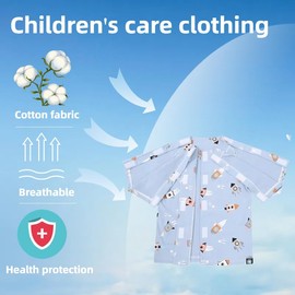 YAVINCOL Patient Nursing Tops Disability Clothing for Home Care Postoperative Fracture Pure Cotton Fully Open on both Sides One Piece Can be Torn off Paste For Children（Pink-XL）