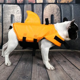 Snik-S Dog Life Jacket- Preserver with Adjustable Belt, Pet Swimming Shark Jacket for Short Nose Dog (Pug,Bulldog,Poodle,Bull Terrier) (S, Orange)