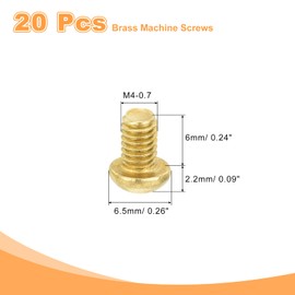 uxcell 20Pcs Brass Machine Screws, M4x6mm Phillips Pan Head Fastener Machinery Bolts, Pan Head Fastener Bolts for Furniture, Office Equipment, Electronics, Brass Tone
