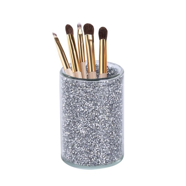 Crushed Diamond Makeup Brush Holder Organizer, Small Cosmetics Storage Tumbler Container for Lipsticks, Beauty Tool, Desktop Stationary Organizer, Storage Cup, Multi-Functional Pen Holder for Desk