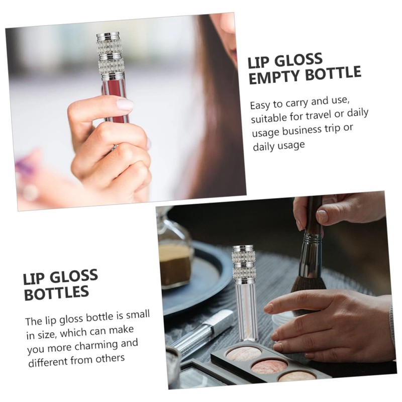 Healeved 5pcs Rhinestone Lip Gloss Holders Elegant Empty Lipstick Bottles