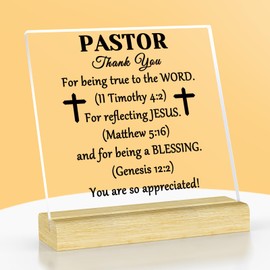 Pastor Gifts for Women Men Pastor Appreciation Gifts Acrylic Desk Decorative Sign Thank You Gifts for Pastor Religious Christian Gifts Baptism Scripture Gifts for Preacher Minister Priest