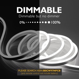 HRGXYUN 110V LED Neon Rope Light, 3.3ft LED Neon with Dimmable,Neon Strip Light Outdoor Waterproof,ETL Listed Cool White LED Rope Lights for Supermarket,Building, Celebration