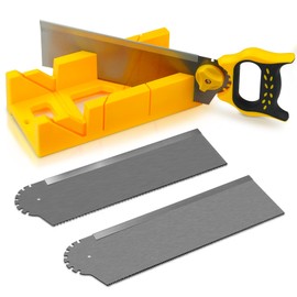 Konvixon 4PCS Miter Box and Saw Set, 12 × 4.72-Inch Extra-Wide Mitre Box with 3 Mitre Saws for Heavy-Duty Tasks, Miter Box with Saw Included for Precise Miter and Bevel Cuts Woodworking DIY Crafting