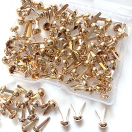 TANOKOX Cotter Pins, 0.2 x 0.4 inches (6 x 10 mm), Approximately 120 Pieces, Collage Material, Diary Decoration, Junk Journal, Clasp, Handmade Material (Rose Gold)