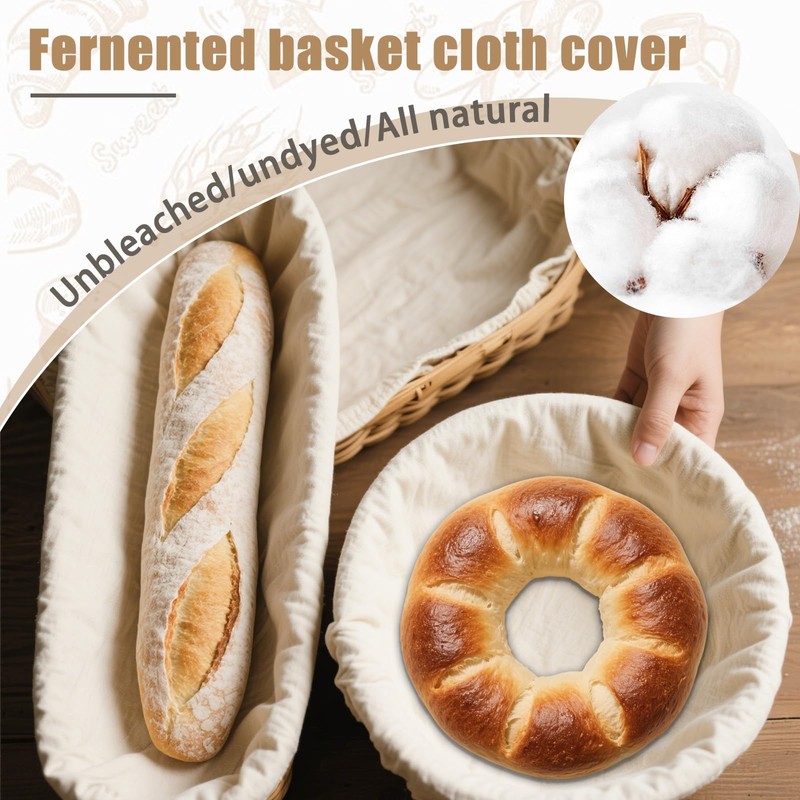 Set of 4 Linen Insert for Bread Proofing Baskets, Baker's