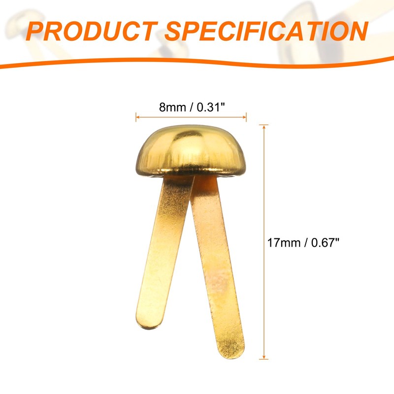 sourcing map 500pcs Brads Paper Fasteners, 8mm x 17mm Metal