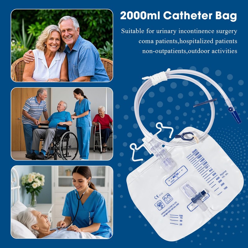 BeHerk 2000mL Catheter Bags for Men and Women 3 Pack