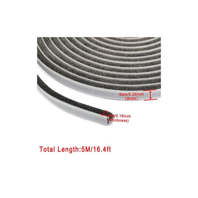 Grey Window Weather Seal Strip, Weather Stripping Brush for Sliding