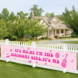 Vansolinne Its Me Hi I'm the Birthday Girl Its Me Birthday Backdrop Hot Pink Happy Birth-Tay Banner for Girls Themed Party Decorations Fans Themed Party Supplies