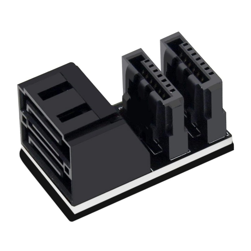 Cablecc Dual SATA 7Pin Female to 90 Degree Angled 7Pin