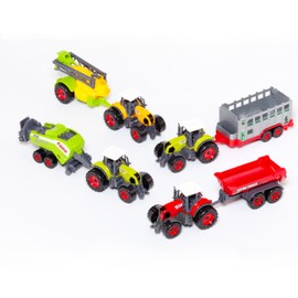 M MOLTO - Assortment of tractors with toy trailer, multi-coloured (Moltó 24810)