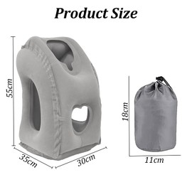 Elitecran Aufblasbares Reisekissen Nackenkissen, Flugzeug Kissen Tragbar Travel Pillow Faltbar Komfortabel, Multifunktionales Reise-nackenkissen zum Schlafen auf dem Flugzeug Zug Zuhause Büro (Grau)