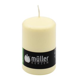 Müller Unscented Pillar Candles - Set of 6 Ivory Candles in Bulk - 2.68 x 4.33 Inch - 35 Hours Long Lasting Decor Candles - Non Drip Wax - Smokeless Wick - RAL Quality - Made in Germany