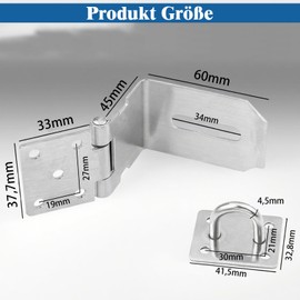 MejaRizon Pack of 2 Hasp Heavy Duty Right Angle, 90 Degree Door Bolt Lockable, 4 Inch 304 Stainless Steel Lock with Screws, Padlock with Hasp for Doors, Windows, Cabinets and Gates (Silver)