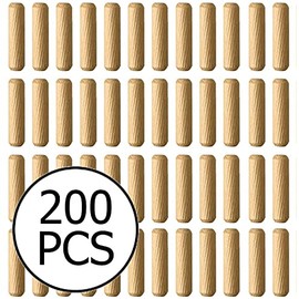 Wooden Dowel Pin Wood Kiln Dried Fluted Beveled Hardwood - 200PCS (8mm x 30mm)