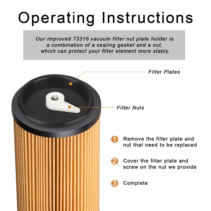 Tinoaly 73316 83872 Vacuum Filter Nut and Plate Replacement Kit
