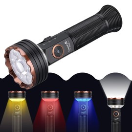 TrustFire TC50 High Lumen Flashlight, 5000 Lumen Rechargeable LED Flashlights with Cool White, Warm White, Red, Blue Lighting Colors, IPX6 Waterproof EDC Flashlights with Magnetic Base