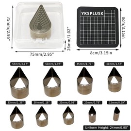 YKSPLUSK 9 PCS Leather Hole Cutter Set, 9 Sizes Teardrop Shaped Leather Cutting Dies Cutter Tool, Cutting Mold Punching Die Set for DIY Leather Craft, Leather Cutter Hollow Punching with Box