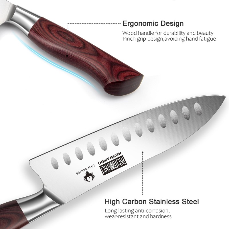 HOSHANHO Santoku Knife 7 Inch, Professional High Carbon Stainless Steel