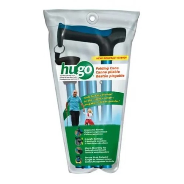 Hugo Ergonomic Handle Adjustable Folding Shaft Walking Cane-Aquamarin