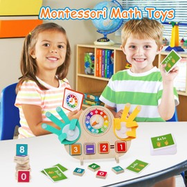 Ballery Montessori Toy from 3 4 5 Years, Toy from 3 Years Wooden Toy Finger Counting Math Children Maths Educational Toy Wooden Gifts Boys Girls