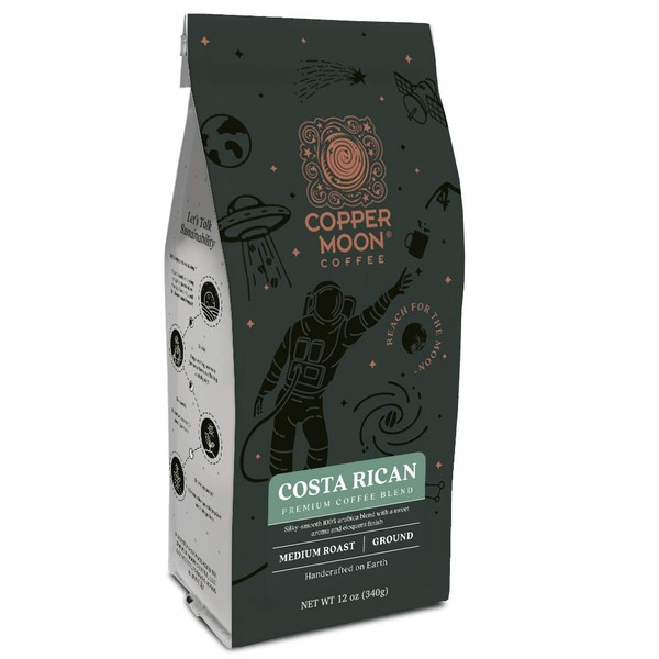 Copper Moon Costa Rican Coffee, Ground, 12-Ounce Bags (Pack of 3), 36 oz