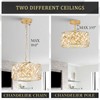 CATINER Modern Gold Crystal Chandeliers, Small Semi Flush Mount Chandelier