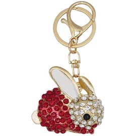 Moydolo Crystal Rhinestone Rabbit Keychain Bling Animal Bunny Shape Key Chain Ring Pendant Handbag Charm for Women Girls