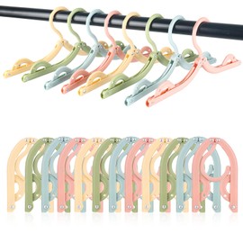 Travel Hangers 20 PCS Folding Clothes Hangers Portable Plastic Clothes Coats Hangers Non-SlipTravel Hanger Portable Folding Foldable Space Saving Coat Hanger for Home,Hotel,Travel,Camping(4Colors)