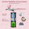Kit Aerógrafo Portátil Tensky para Uñas Maquillaje con Compresor Rosa
