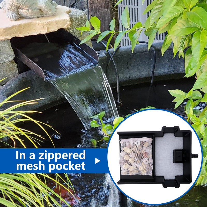 Adnee 17 Pcs Pond Waterfall Spillway Filter Media, No Spillway