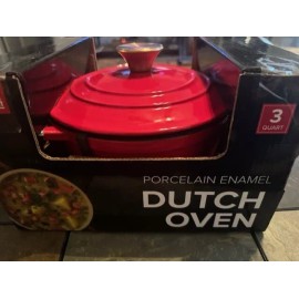 CHEFELECT NEW - CAST IRON PORCELAIN ENAMEL 3 QT DUTCH OVEN - 500* OVEN SAFE - ALL STOVTOPS