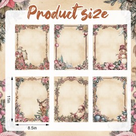 Watersay 100 Sheets Christmas Stationery Paper 11" x 8.5" Holiday Stationery Paper Christmas Letterhead Winter Decorative Writing Paper for Xmas Notes Greeting Cards Invitation Office School Printing