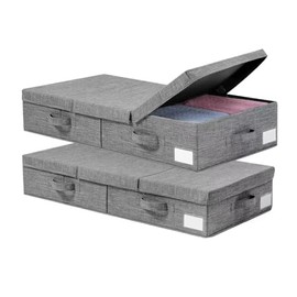 Mahousky 2 Pack Under Bed Storage Containers with Lids, Clothes Storage Bins with Handle, Foldable Underbed Storage Bags for Clothes, Blankets, Towels, Pillows