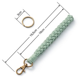 Aoksunova Pack of 2 Key Rings Macrame Bracelet Lanyard Women Key Chain Short Boho Lanyard, White and brown