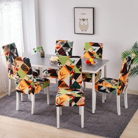 HZDHCLH Chair Covers Slipcovers 4/6 PCs Stretch Removable Washable Short Dining Chair Protector Cover Seat for Hotel,Dining Room,Ceremony (Auspicious bird,4 PCS)