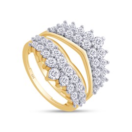 SAVEARTH DIAMONDS 1.90Ct Round Cut Lab Created Moissanite Diamond Double Row Solitaire Enhancer Guard Ring In 14K Yellow Gold Over Sterling Silver (D Color, VVS1 Clarity 1.90 Cttw)-8