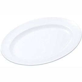Nagao No.37 Unbreakable White Tableware, Oval Plate, Rim, 11.4 inches (29 cm), Made in Japan