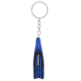 PVC Diving Theme Key Ring with Key Chain Mini Unique Flipper Shape Key Ring Fin Keyring Gift (Blue)
