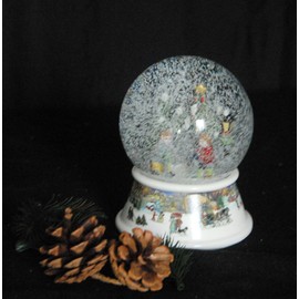 Snow Globe Ice Hockey Player Winter Sports on Base Nostalgic Snow Landscape Christmas Winter with Music Box - 100 mm Wide * 20249