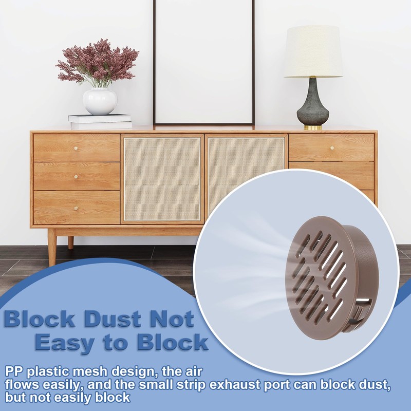 sourcing map Round Soffit Vents 1 inch, 8Pcs Brown Plastic