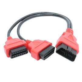 XUNCHY OBD2 Splitter 16 Pin OBD II Splitter Extension Y Cable, 1 Male to 2 Female Extension Cable Adapter, OBDII Extension Cord (1FT/ 30CM)