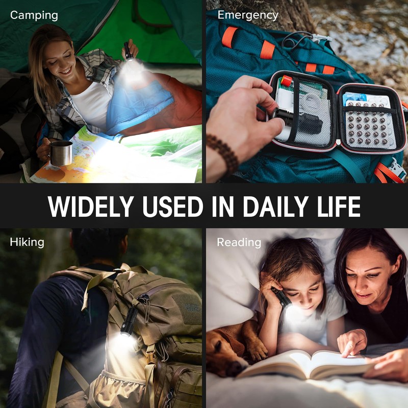 LETMY Rechargeable Mini Flashlights with Magnetic Base, 2 Pack Bright