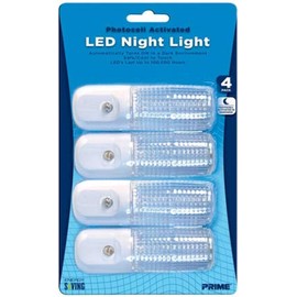 Prime Wire & Cable NLAE334P Automatic White LED Night Light - Pack of 4