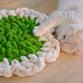 Lujechii Pure Handwoven Cat Bed .Lovely Flower Blankets for Indoor Cats.Soft Warm Pet Pad Blanket for Indoor Bed Couch Sofa Floors Cat and Dog Warm Mattress（ Orange Color