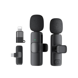 KUKIHO Wireless Lavalier Microphone for Phone Pad, Cordless Omnidirectional Clip Mic, Plug-Play Microphone for Interview Video Podcast Vlog YouTube(B17)